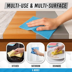ACTIVE Swedish Dish Cloths for Kitchen 12 Pack Cellulose Sponge Cloth, Washable Dishcloths for Washing Dishes, Original European Dish Towels, Absorbent Reusable Paper Towels - Multicolor Assorted
