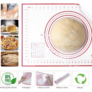 Adjustable Rolling Pin 19 Baking Tool Set and Silicone Baking Pastry Mat Set,Thickness Rings,Stainless Steel Dough Roller Rolling Pins for Baking Dough, Pizza, Pie, Pastrie(Red Mat)