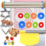 Adjustable Rolling Pin 19 Baking Tool Set and Silicone Baking Pastry Mat Set,Thickness Rings,Stainless Steel Dough Roller Rolling Pins for Baking Dough, Pizza, Pie, Pastrie(Red Mat)