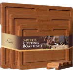 Empune Bamboo Cutting Board Set, Wood Cutting Boards for Kitchen with Holder Wooden Chopping Board for Meal Prep & Serving, Brown