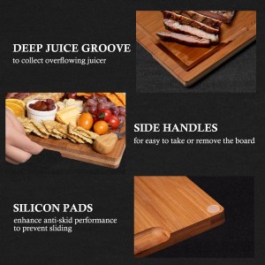Empune Bamboo Cutting Board Set, Wood Cutting Boards for Kitchen with Holder Wooden Chopping Board for Meal Prep & Serving, Brown