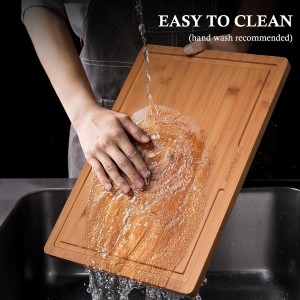 Empune Bamboo Cutting Board Set, Wood Cutting Boards for Kitchen with Holder Wooden Chopping Board for Meal Prep & Serving, Brown