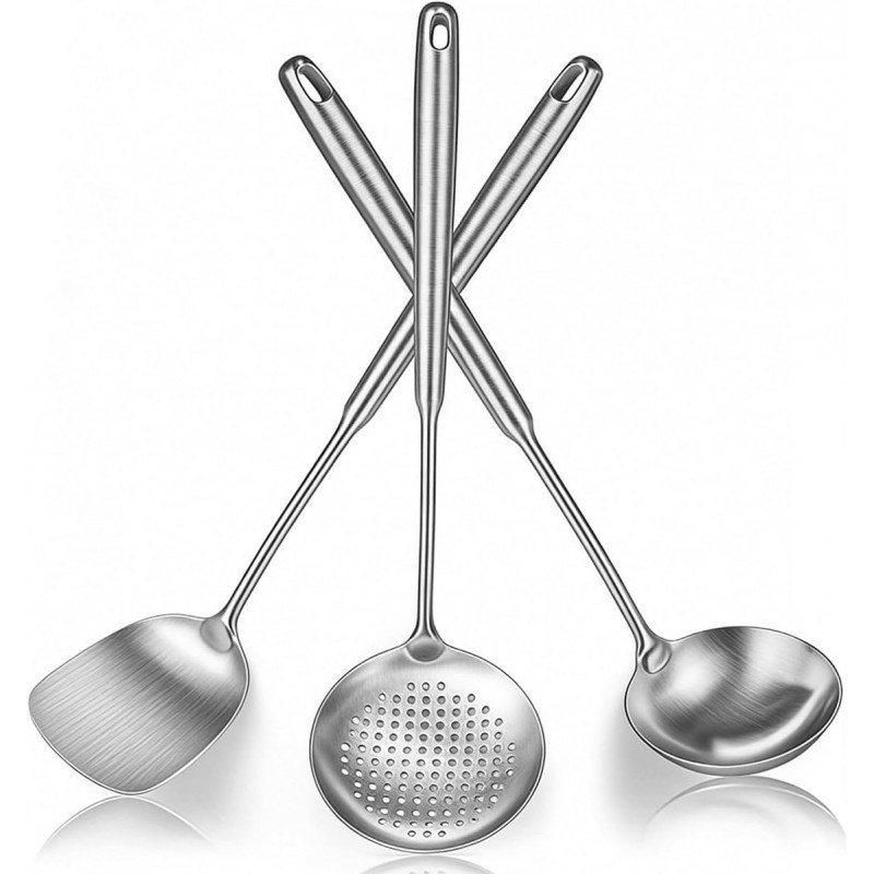 Berglander Wok Spatula Set, Stainless Steel Kitchen Cooking Utensils - 17