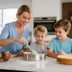 8 Inch Cake Pan Set of 2, Nonstick Stainless Steel Round Layer Cake Baking Pans with 100PCS Parchment Papers, Circle Cake Pan Tins for Birthday Christmas, Non-Toxic & Healthy, Dishwasher Safe