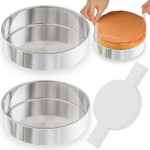 8 Inch Cake Pan Set of 2, Nonstick Stainless Steel Round Layer Cake Baking Pans with 100PCS Parchment Papers, Circle Cake Pan Tins for Birthday Christmas, Non-Toxic & Healthy, Dishwasher Safe