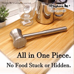 Meykers Meat Tenderizer Mallet | 304 Stainless Steel | Dishwasher Safe | Meat Pounder Hammer Flattner Beater | Kitchen Tool for Steak Chicken Poultry Food | ablandador de carne martillo para carne
