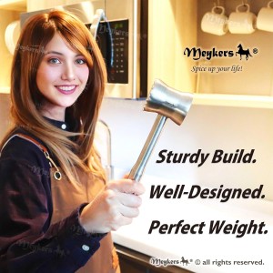 Meykers Meat Tenderizer Mallet | 304 Stainless Steel | Dishwasher Safe | Meat Pounder Hammer Flattner Beater | Kitchen Tool for Steak Chicken Poultry Food | ablandador de carne martillo para carne