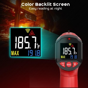 Infrared Thermometer Gun,SQECH Laser Thermometer Gun -58℉～1112℉(-50℃～600℃),Non-Contact Temperature Gun with Adjustable Emissivity&Color Backlight for Cooking, Pizza Oven,BBQ,Fridge,Engine,HVAC(Red)