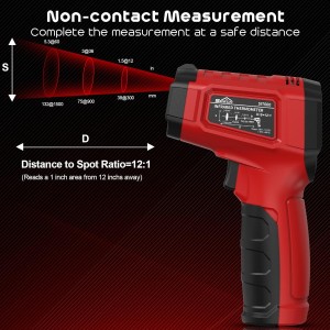 Infrared Thermometer Gun,SQECH Laser Thermometer Gun -58℉～1112℉(-50℃～600℃),Non-Contact Temperature Gun with Adjustable Emissivity&Color Backlight for Cooking, Pizza Oven,BBQ,Fridge,Engine,HVAC(Red)