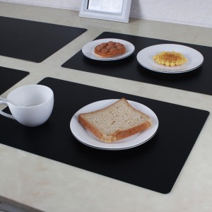 Black Placemats Set of 4 wipeable Washable Wipe Clean Rectangle Table Mats for Indoor Outdoor Rectangular Waterproof Dark Placemat Easy Clean Polypropylene Plastic Place mats (4, Black)