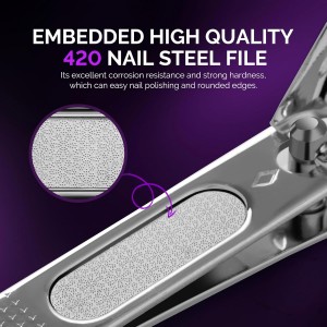 MelodySusie Nail Clippers Set, 2 in 1 Toenail Clippers Nail Clippers for Women, Ultra Sharp Stainless Steel Fingernail Nail Clippers for Men, Nail Cutter, Gifts for Women Men, Purple
