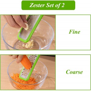 Zester Grater Set of 2, Cheese Grater for Kitchen Lemon Zester Tool Garlic Grater Ginger Grater, Kitchenaid Food Grater with Handle Handheld, Sharp Stainless Steel Blade with Protective Cover
