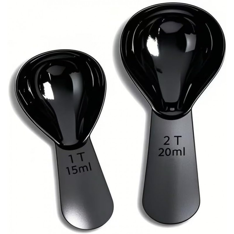 2 Pcs Coffee Scoop, Measuring Spoon Set With Scale 15ml(1 Tbsp) and 30ml(2 Tbsp), Stainless Steel Coffee Spoons for Tea, Coffee Bean, Milk Powder, Black