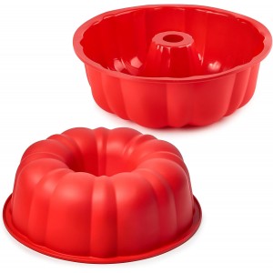 10 Inch Silicone Fluted Tube Cake Pan, 2 Pack Non ..