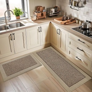 BEQHAUSE Kitchen Rugs and Mats Set of 2 Non-Slip Kitchen Mats for Floor, Absorbent and Stain Resistant Kitchen Runner, Machine Washable Rugs for Kitchen, Laundry & Sink, 20