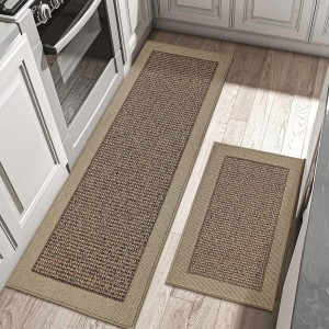 BEQHAUSE Kitchen Rugs and Mats Set of 2 Non-Slip Kitchen Mats for Floor, Absorbent and Stain Resistant Kitchen Runner, Machine Washable Rugs for Kitchen, Laundry & Sink, 20