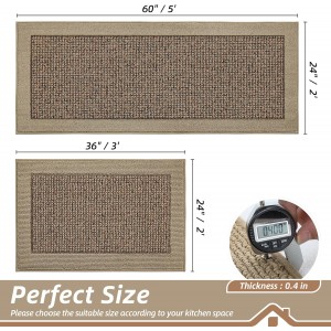 BEQHAUSE Kitchen Rugs and Mats Set of 2 Non-Slip Kitchen Mats for Floor, Absorbent and Stain Resistant Kitchen Runner, Machine Washable Rugs for Kitchen, Laundry & Sink, 24