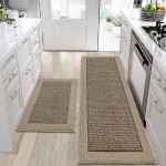 BEQHAUSE Kitchen Rugs and Mats Set of 2 Non-Slip Kitchen Mats for Floor, Absorbent and Stain Resistant Kitchen Runner, Machine Washable Rugs for Kitchen, Laundry & Sink, 24