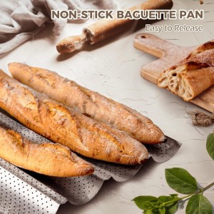 KITESSENSU Baguette Bread Pans, 2 & 3 Loaves Nonstick Perforated Baguette Pan for Sourdough, Italian Bread