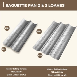 KITESSENSU Baguette Bread Pans, 2 & 3 Loaves Nonstick Perforated Baguette Pan for Sourdough, Italian Bread