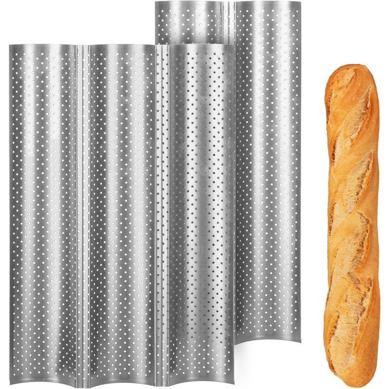 KITESSENSU Baguette Bread Pans, 2 & 3 Loaves Nonstick Perforated Baguette Pan for Sourdough, Italian Bread