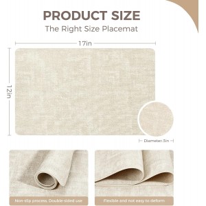 Vinyl Placemats Set of 4, Faux Leather Waterproof and Heat Resistant Place Mats, Washable Anti-Slip Table Mats with Coaster, Wipeable Placemats for Indoor & Outdoor 17