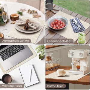 Vinyl Placemats Set of 4, Faux Leather Waterproof and Heat Resistant Place Mats, Washable Anti-Slip Table Mats with Coaster, Wipeable Placemats for Indoor & Outdoor 17