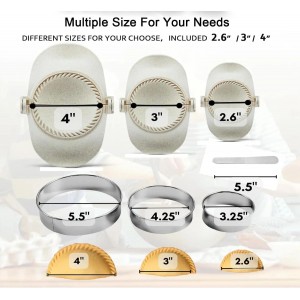 3 Sizes Empanada Maker Press, Multiple Size Dumpling Maker Set with Dough Cutter, Dumpling Mold Set for Pierogi, Pastelitos, Calzone, Turnovers, Chinese Dumpling (4.2