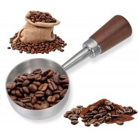 Vintage Coffee Scoop 10g/30ml Capacity Retro 304 Stainless Steel Coffee Measuring Spoon Walnut Wooden Handle Coffee Scoop Kitchen Utensil for Measuring Scooping Tea Coffee Spices (Short Handle)