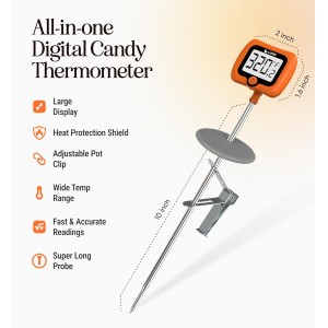Digital Candy Thermometer with Pot Clip, 10