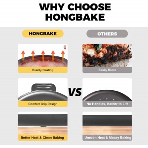 HONGBAKE 2 Pack Pizza Pan 14 Inch with Holes, Rust-Free Nonstick Pizza Pan for Oven, 0.8mm Carbon Steel Perforated Pizza Tray with Wider Handles, Round Baking Sheet for Frozen & Homemade Pizza, Grey