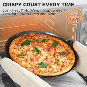 HONGBAKE 2 Pack Pizza Pan 14 Inch with Holes, Rust-Free Nonstick Pizza Pan for Oven, 0.8mm Carbon Steel Perforated Pizza Tray with Wider Handles, Round Baking Sheet for Frozen & Homemade Pizza, Grey