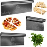 Bakerpan Stainless Steel Heavy Duty Dough Cutter, 3 Size Set - Metal Bench Scraper Kitchen Utensils, Chopper, Pizza and Pastry Cutter Tool, 10, 8, 6 Inch