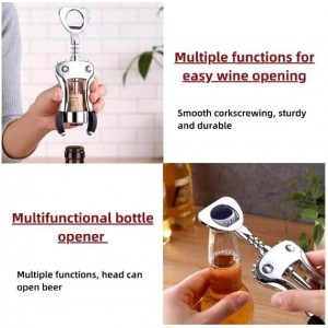 Multifunction Wine Bottle Opener, Wing Corkscrew, Manual Heavy Duty, Portable