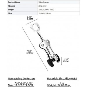 Multifunction Wine Bottle Opener, Wing Corkscrew, Manual Heavy Duty, Portable