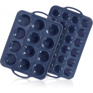 2 Pack Silicone Muffin Pan 12 and 24 Cup...