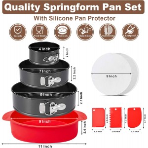 4 7 9 Inch Springform Pan Set of 3, Leakproof Cheesecake Pan with Protector, Nonstick Spring Form Pans for Cheesecake, Round Cake Pans Sets for Baking with Removable Bottom and 50Pcs Parchment Paper