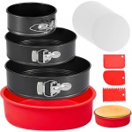 4 7 9 Inch Springform Pan Set of 3, Leakproof Cheesecake Pan with Protector, Nonstick Spring Form Pans for Cheesecake, Round Cake Pans Sets for Baking with Removable Bottom and 50Pcs Parchment Paper