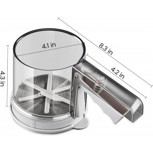 ‌3 Cup Flour Sifter, Sifter for Baking Sifter Handheld Baking Sieve Food-Grade Double-Filter Stainless Steel Flour Sifter Non-Rust Sifter used for Rapid Screening of Flour Apricot Flour Sugar Powder