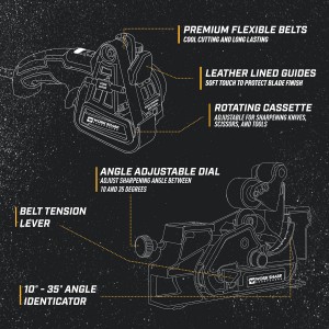 Work Sharp Ken Onion Edition Knife & Tool Sharpener Elite Mk2 - Complete Knife Sharpening System with Blade Grinding Attachment and extra belts