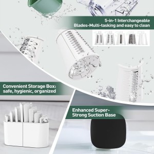 APSARAS USA Rotary Cheese Grater, 5 in 1 Rotary Grater, Cheese Grater Hand Crank, Replaceable Stainless Blades Cheese Shredder, Cheese Slicer, Easy to Clean Kitchen Gadgets with Storage Box