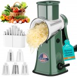 APSARAS USA Rotary Cheese Grater, 5 in 1 Rotary Grater, Cheese Grater Hand Crank, Replaceable Stainless Blades Cheese Shredder, Cheese Slicer, Easy to Clean Kitchen Gadgets with Storage Box