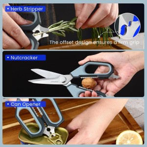 Sharp Nordic-Style Kitchen Shears Soft Comfort Handle, All Purpose Scissors with Herb Stripper, Detachable Cooking Scissors, Micro-Serrated Blade for Food Chicken Meat Herb Packaging