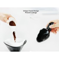 Coffee Bean Measuring Scoop with Funnel Coffee Bean Dosing Cup Ceramic Ground Coffee Spoon For Coffee Tea Sugar Flour (Black)