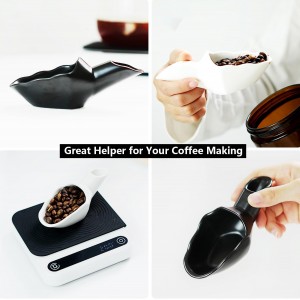 Coffee Bean Measuring Scoop with Funnel Coffee Bean Dosing Cup Ceramic Ground Coffee Spoon For Coffee Tea Sugar Flour (Black)
