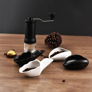 Coffee Bean Measuring Scoop with Funnel Coffee Bean Dosing Cup Ceramic Ground Coffee Spoon For Coffee Tea Sugar Flour (Black)