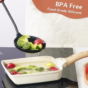 FJNATINH Silicone Wok Spatula,Turner,Ladle,Skimmer Set,Wok Tools, Wok Utensil,Non Stick Heat-Resistant Stainless Steel Cooking Utensils BPA Free Kitchen Utensils Cookware, Pack of 4,Black