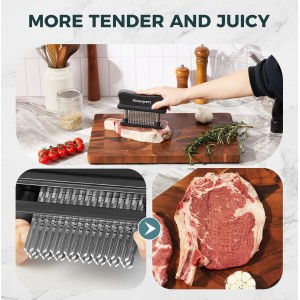 Kitexpert Meat Tenderizer 48 Ultra Sharp Blades Meat Tenderizer Tool with Stainless Steel Needle, Detachable Base for Easy Cleaning, Heavy Duty Tenderizer for Chicken, Steak