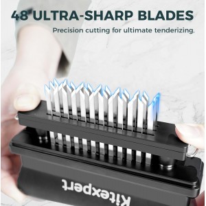 Kitexpert Meat Tenderizer 48 Ultra Sharp Blades Meat Tenderizer Tool with Stainless Steel Needle, Detachable Base for Easy Cleaning, Heavy Duty Tenderizer for Chicken, Steak