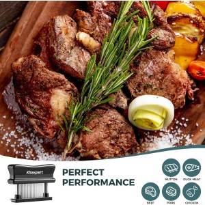 Kitexpert Meat Tenderizer 48 Ultra Sharp Blades Meat Tenderizer Tool with Stainless Steel Needle, Detachable Base for Easy Cleaning, Heavy Duty Tenderizer for Chicken, Steak